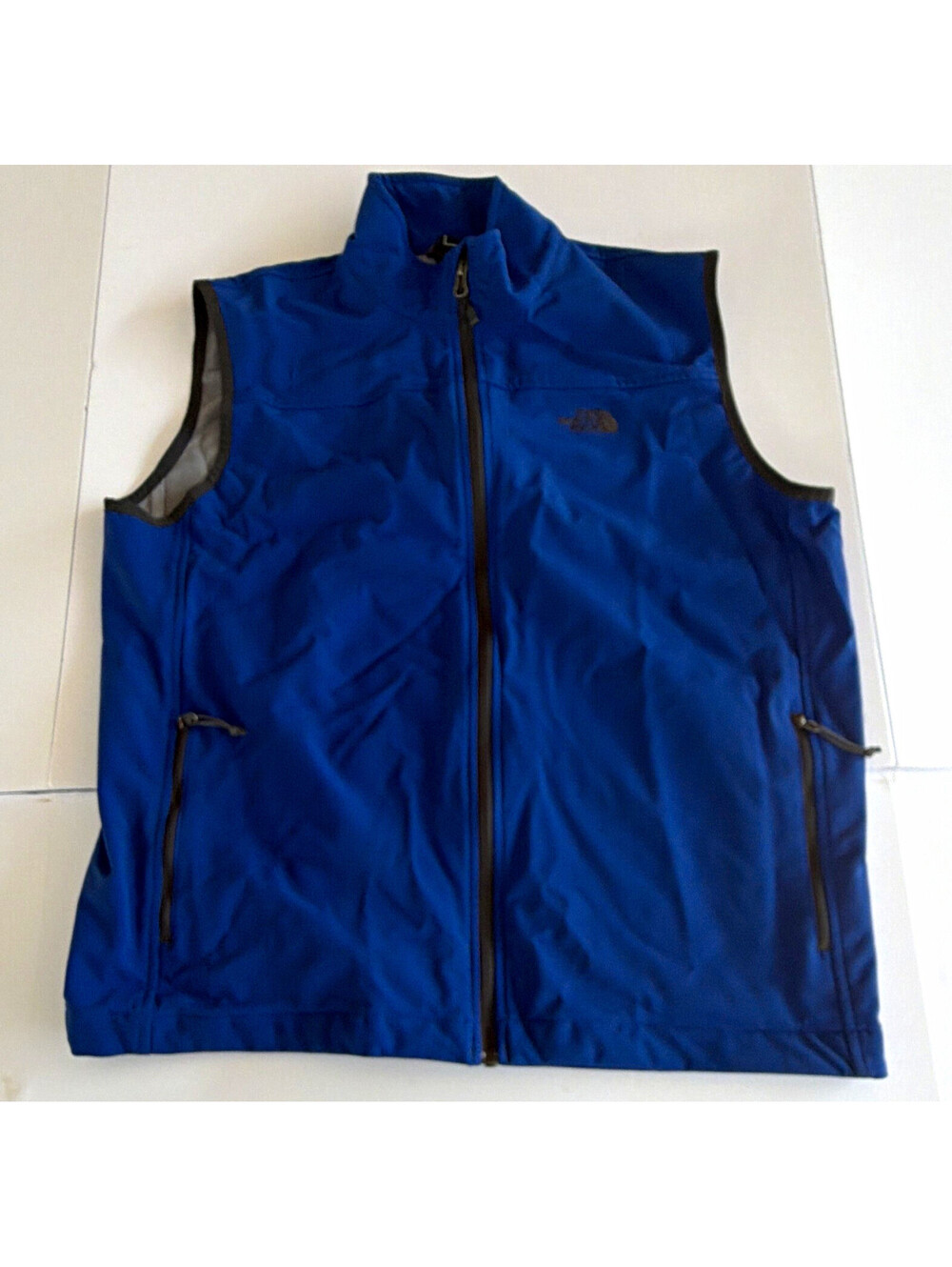 The North Face Men's Blue Solid Full Zip soft shell Vest Pockets Size XL